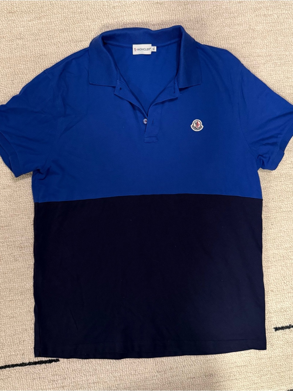 Moncler Colorblock Blue Polo with Chest Badge